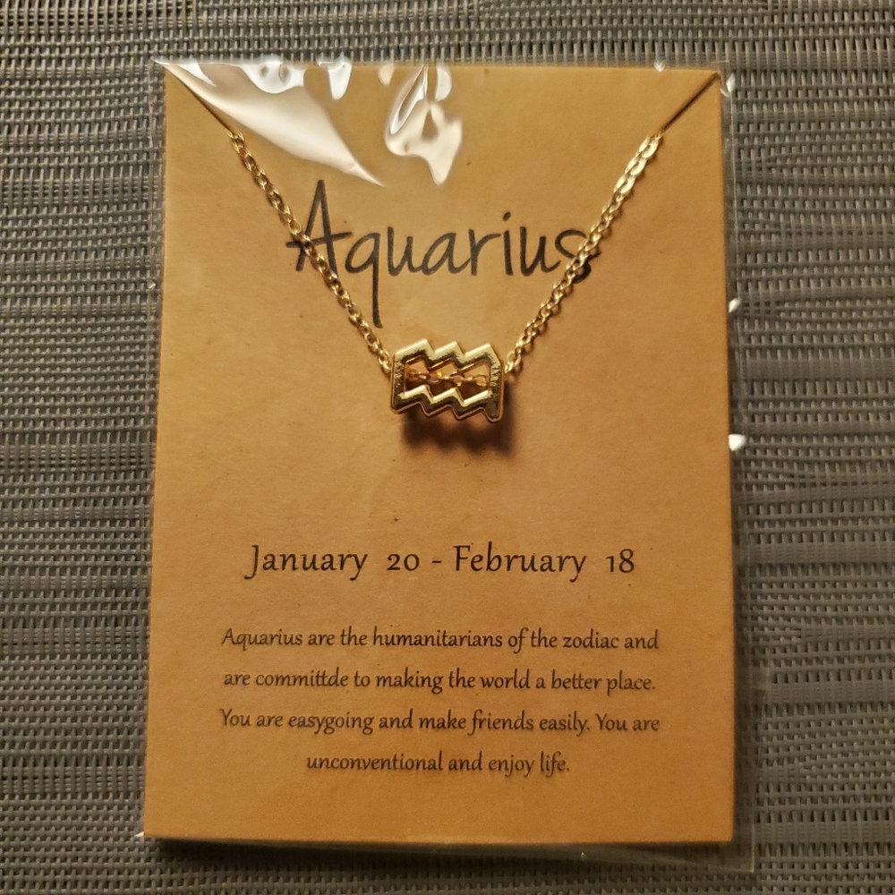 ♒ AQUARIUS Zodiac Sign Pendant Necklace